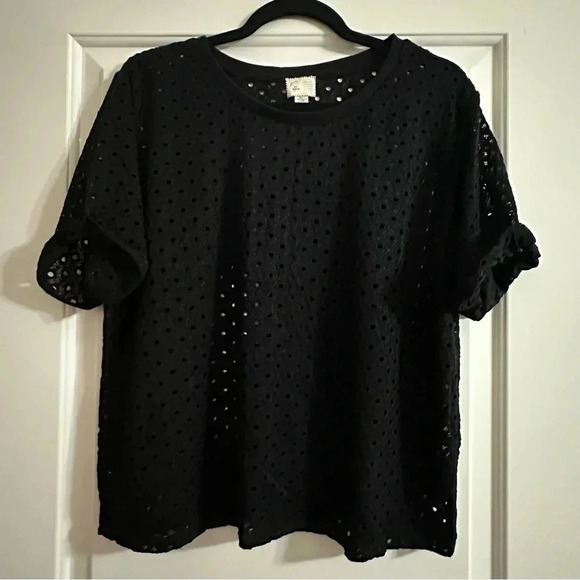 Anthropologie Postmark M Black Chantal
Eyelet Top Black Short Sleeve Top - Picture 1 of 9